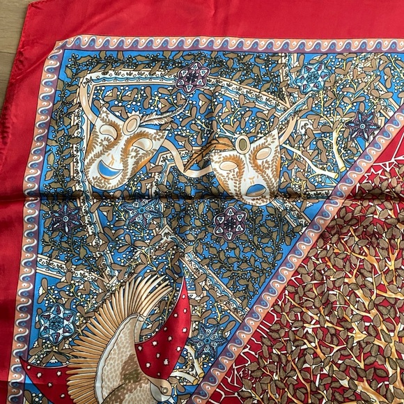 Red Silk-like Scarf - Picture 4 of 7